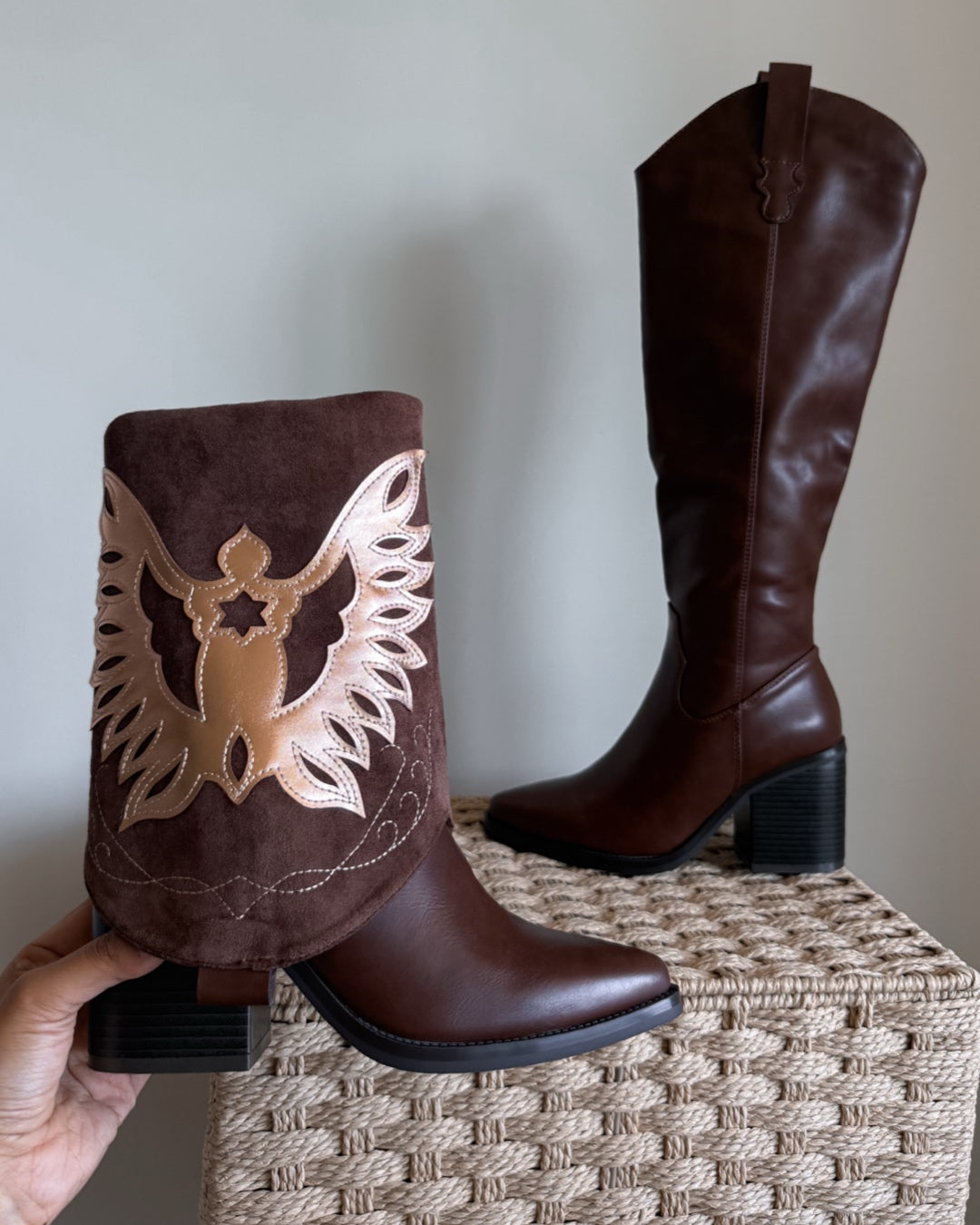 Bota texana 2 en 1 café