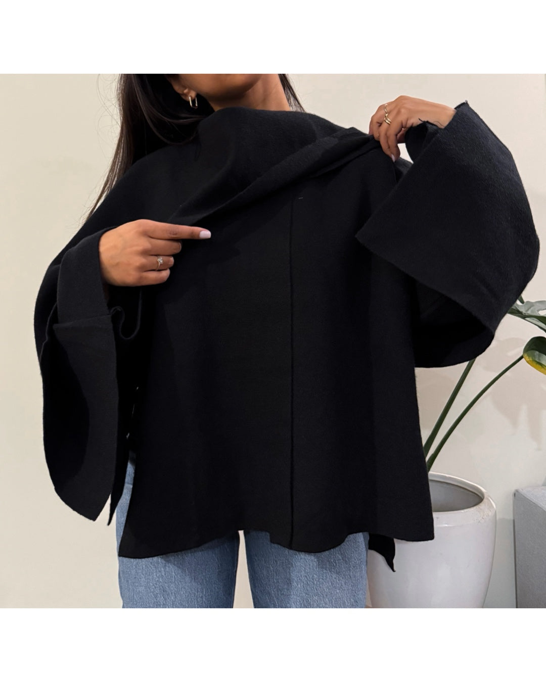 Chaqueta bufanda dupe zara negra