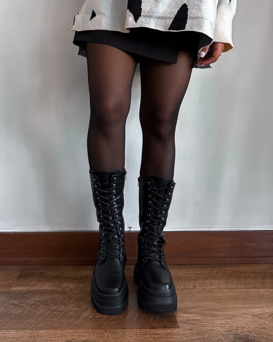 Bota plataforma cordones