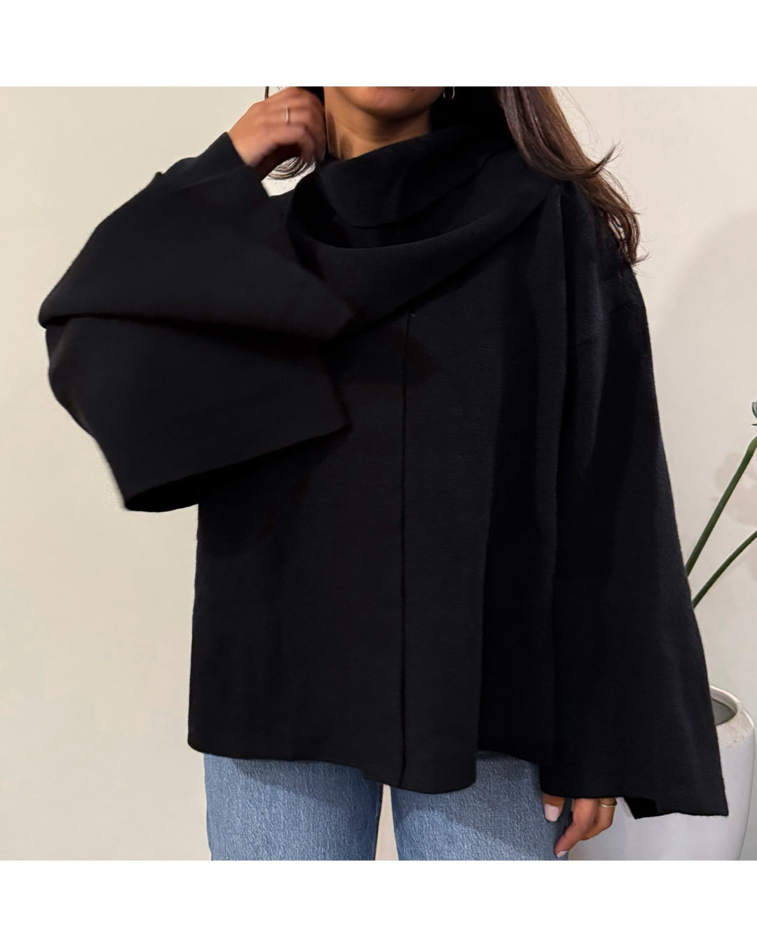 Chaqueta bufanda dupe zara negra