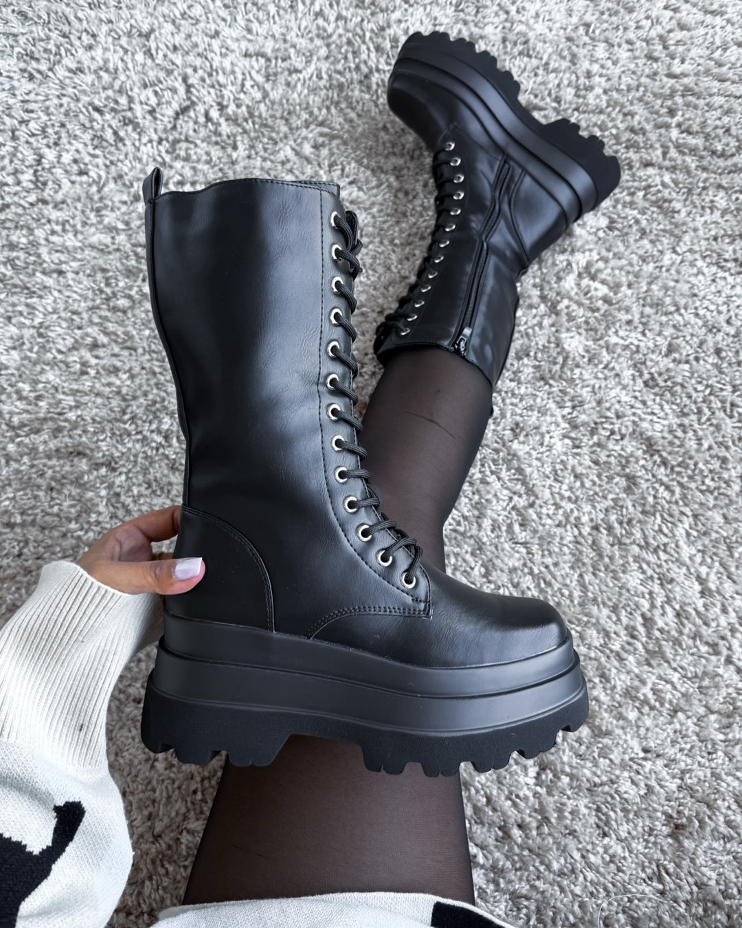 Bota plataforma cordones