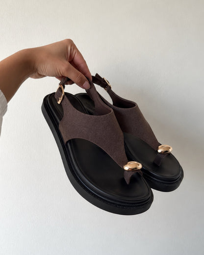 Sandalia argolla gamuza brown