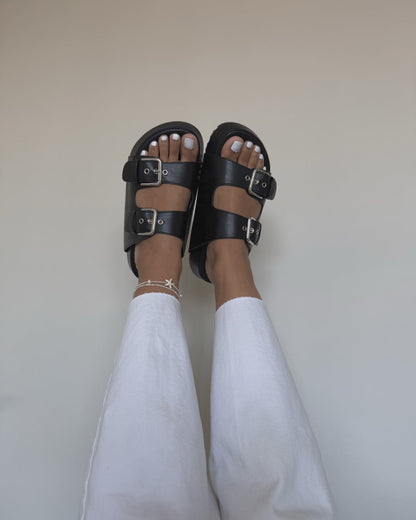 Sandalia Valeria black+ tobillera conchitas GRATIS🎁