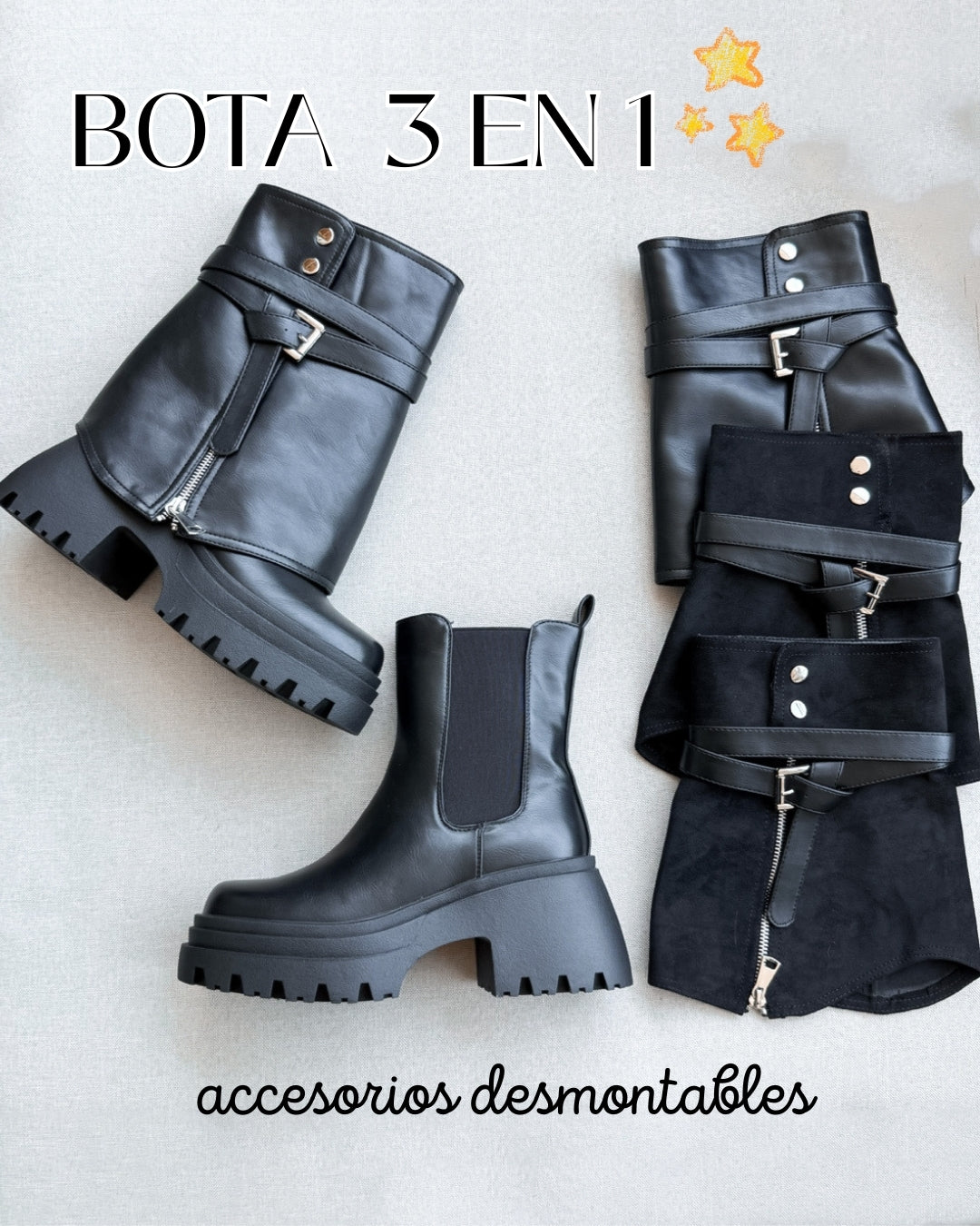 Botín 3 en 1 negro