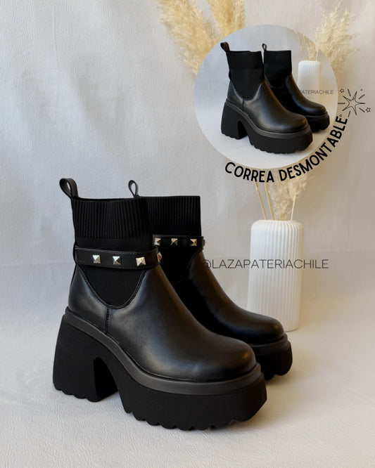 Botin 2 en 1 correa tachas