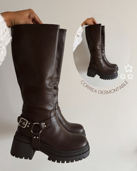 Bota 2 en 1 correa desmontable chocolate