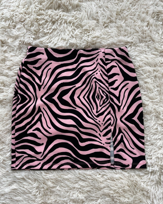 Falda tajito cebra rosa