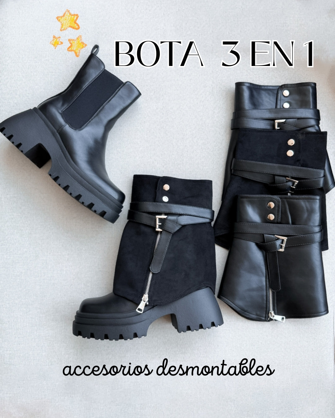 Botín 3 en 1 negro