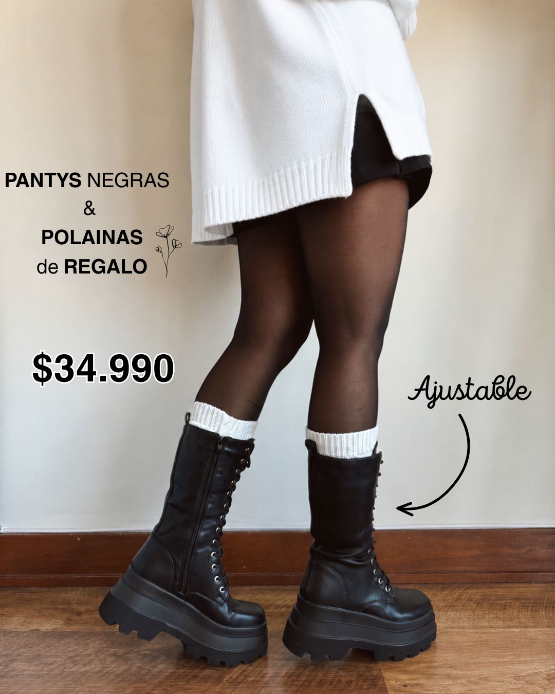 Bota fran cordones ajustables