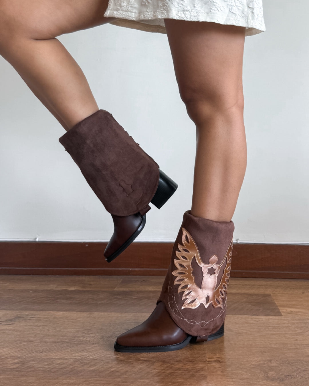 Bota texana 2 en 1 café