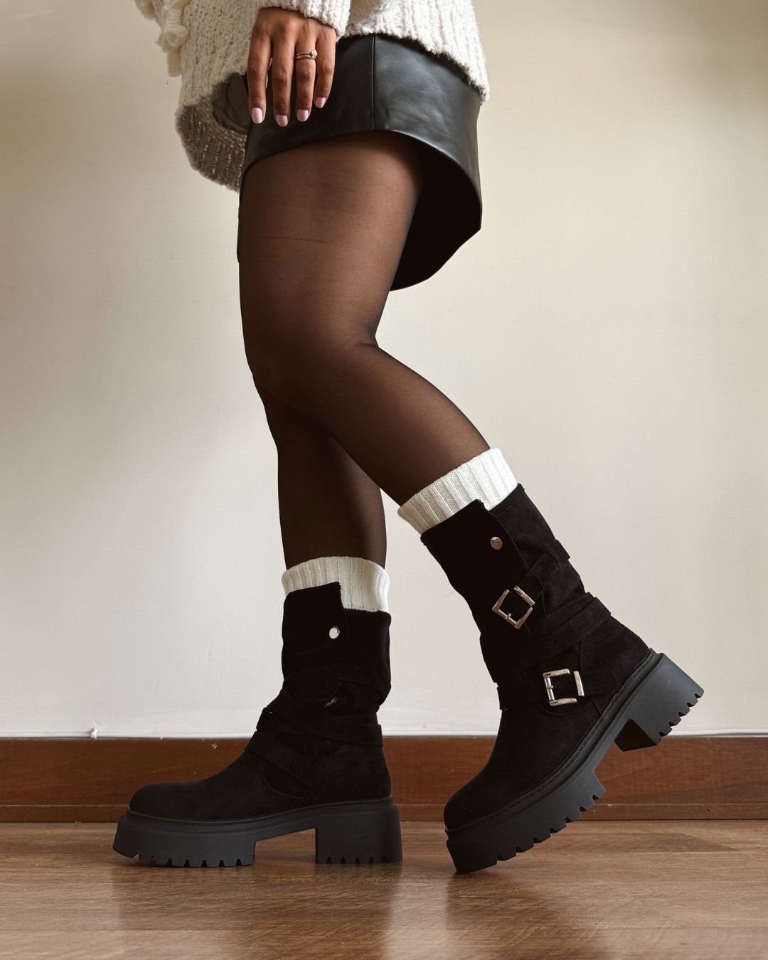Bota 2 en 1 gamuza black
