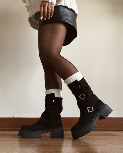 Bota 2 en 1 gamuza black