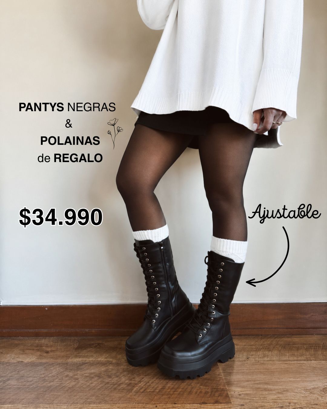 Bota fran cordones ajustables