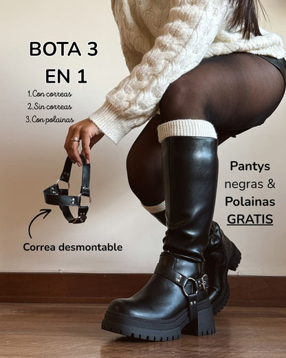 Bota 3 en 1 correa desmontable black