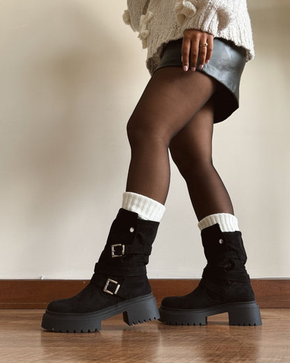 Bota 2 en 1 gamuza black