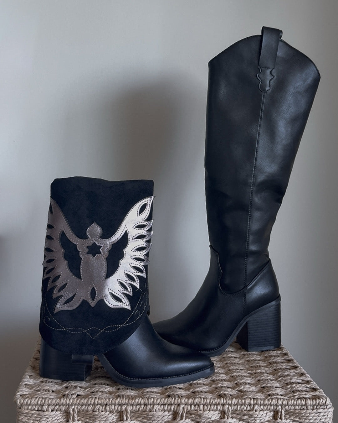 Bota texana 2 en 1 negro