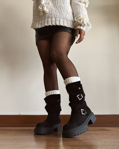 Bota 2 en 1 gamuza black