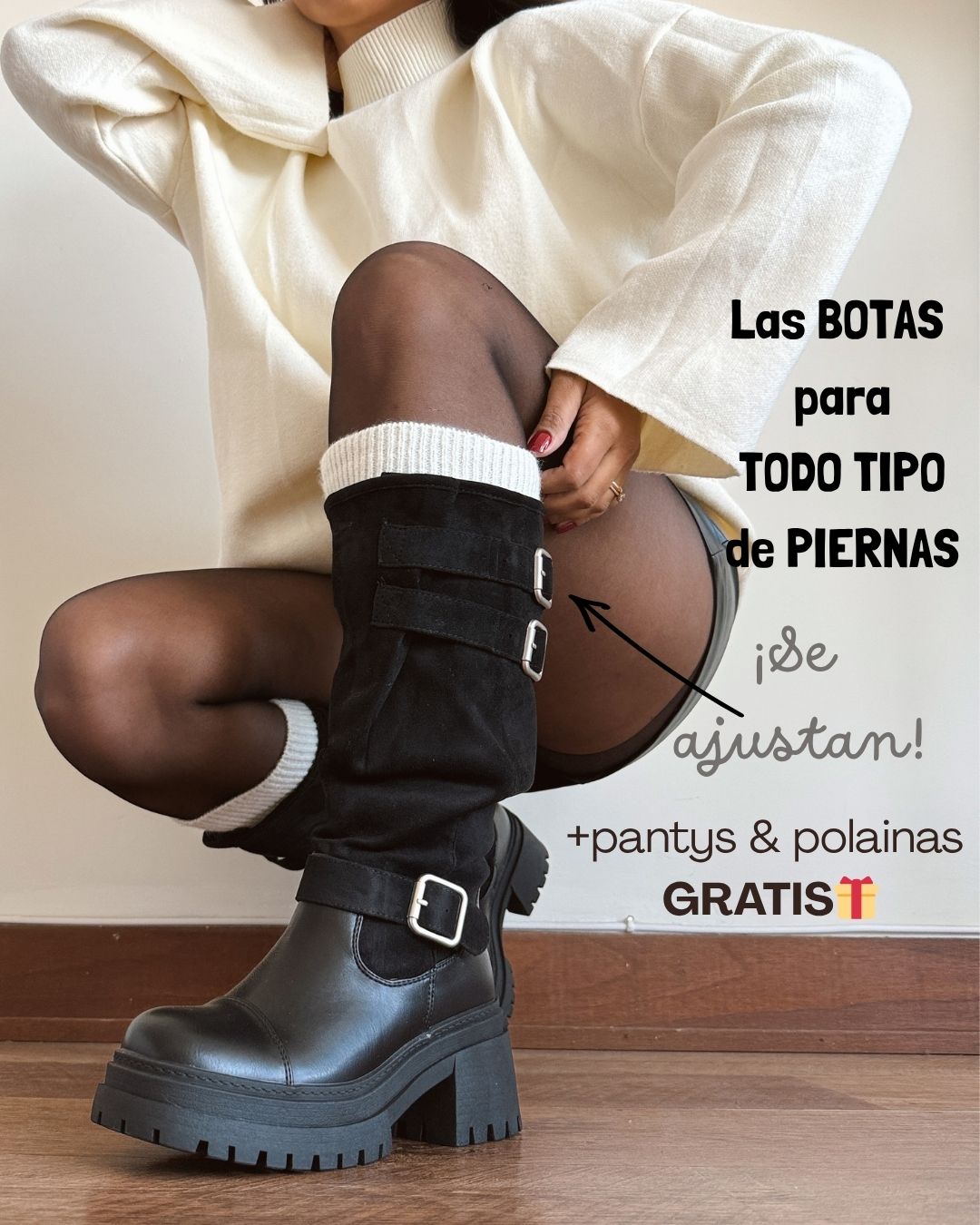 Bota ajustable black