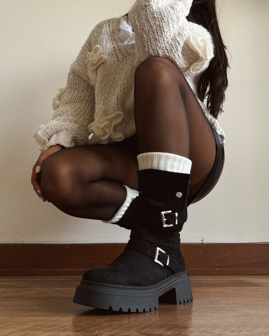 Bota 2 en 1 gamuza black