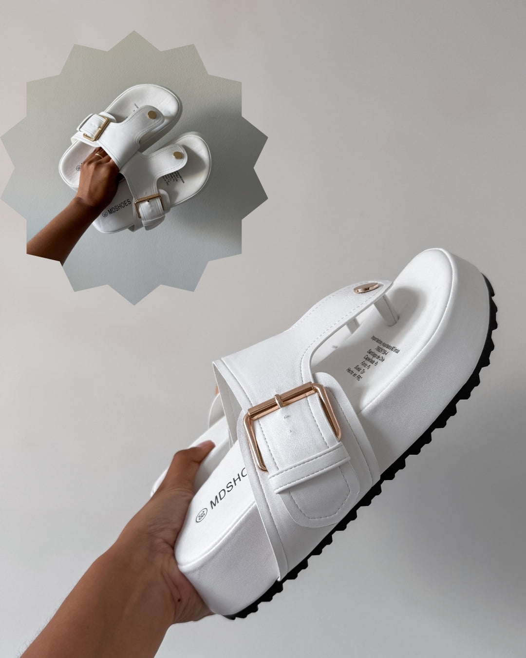 Sandalia Olivia white + tobillera conchitas GRATIS🎁