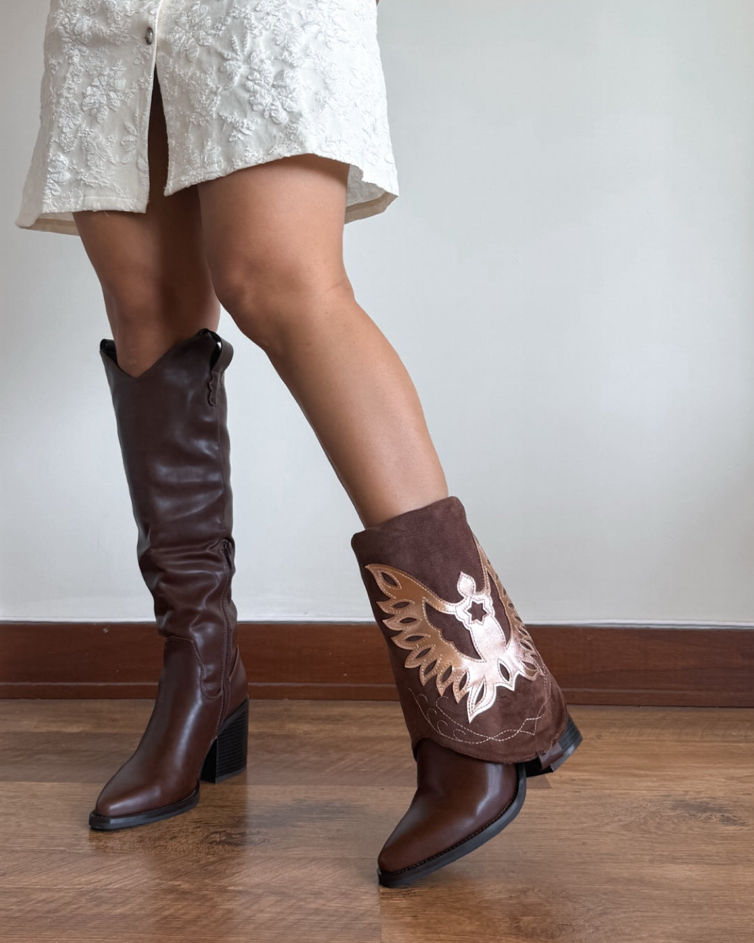 Bota texana 2 en 1 café