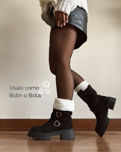 Bota 2 en 1 gamuza black