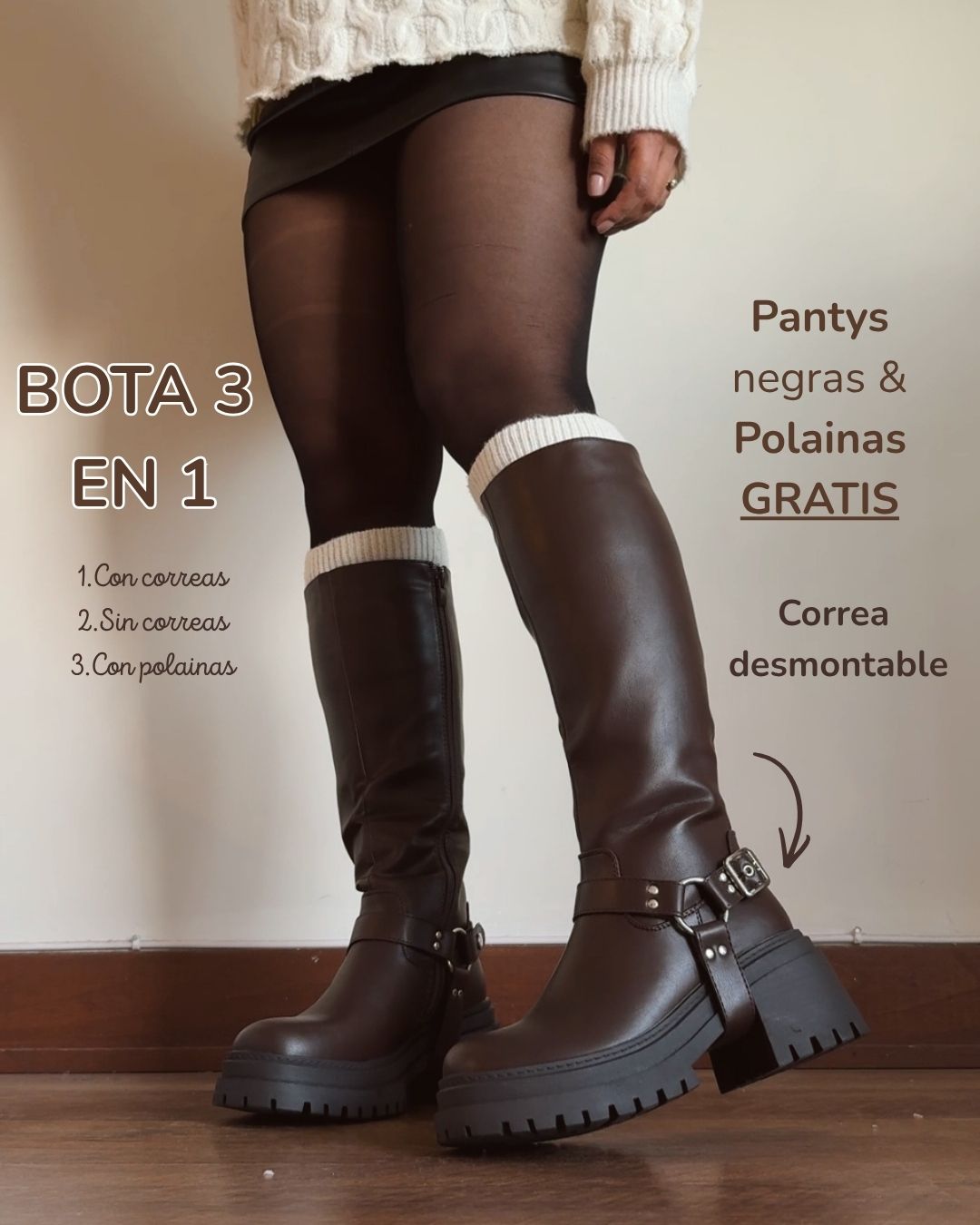 Bota 3 en 1 correa desmontable brown