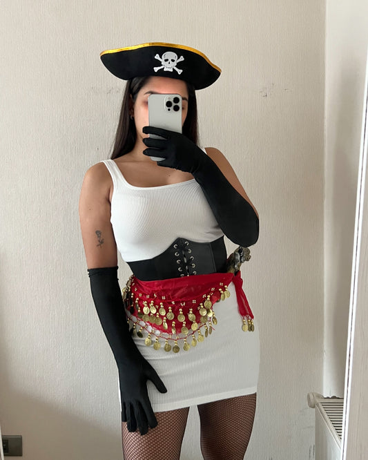 Accesorios pirata (pareo de monedas rojo)