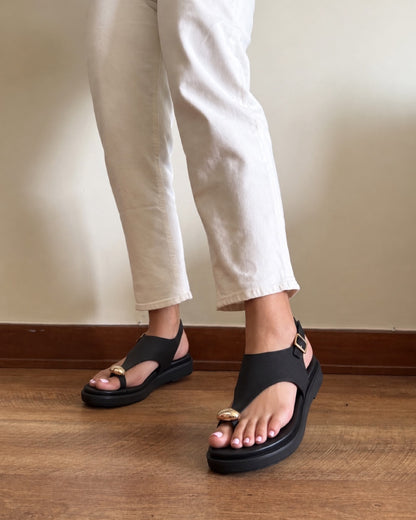 Sandalia argolla gamuza black