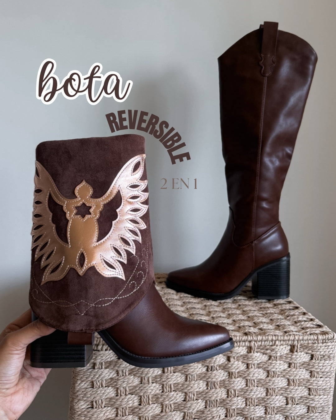 Bota texana 2 en 1 café