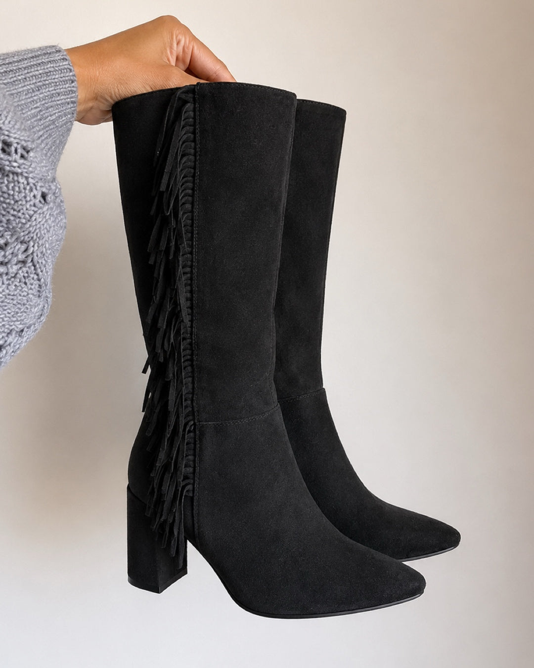 Bota gamuza flecos