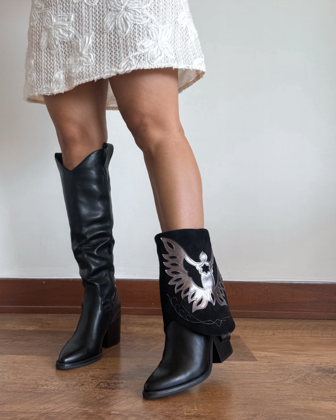 Bota texana 2 en 1 negro