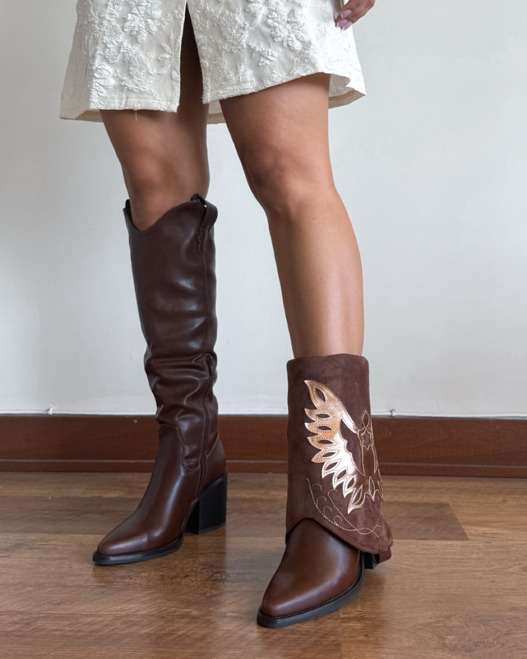 Bota texana 2 en 1 café