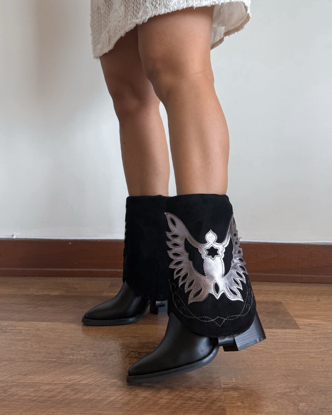 Bota texana 2 en 1 negro