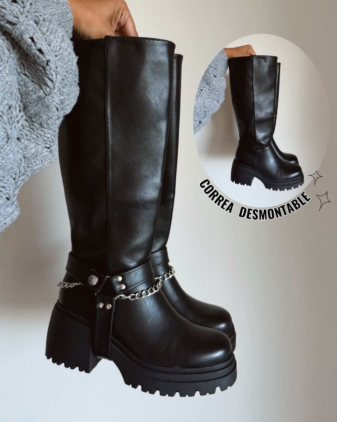 Bota 2 en 1 correa desmontable