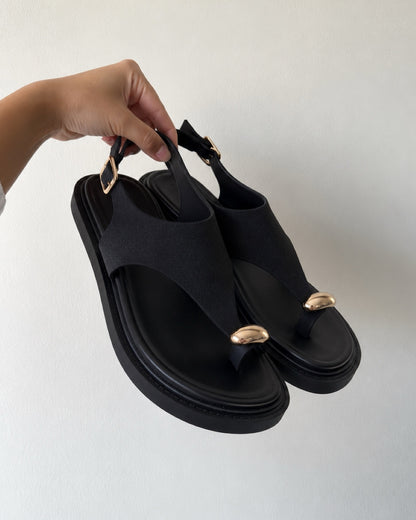 Sandalia argolla gamuza black