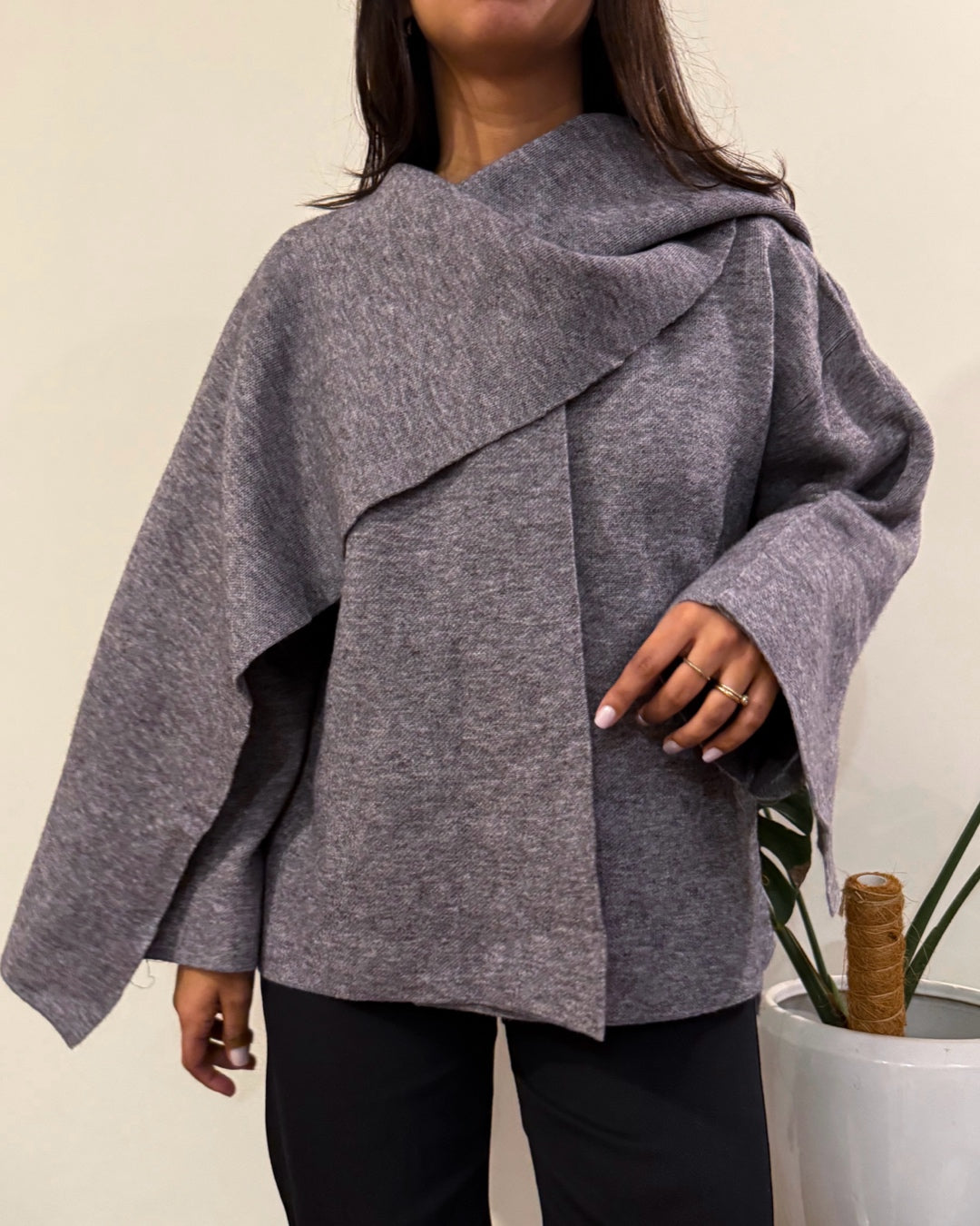 Chaqueta bufanda dupe zara gris