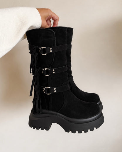 Bota gamuza argollas black