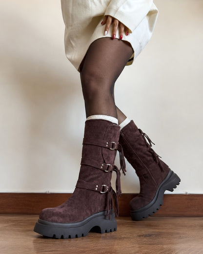 Bota gamuza argollas brown
