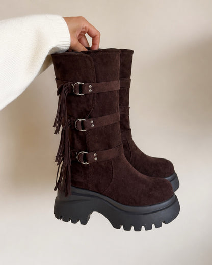 Bota gamuza argollas brown